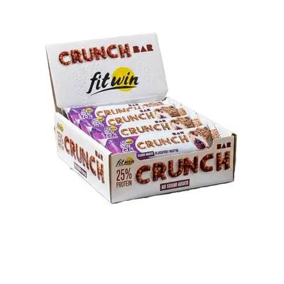 Батончик протеїновий FitWin Crunch Bar без цукру з начинкою чорничний мафін, 12 шт. по 50 г