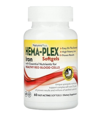 Вітамінно-мінеральний комплекс Nature's Plus Hema-Plex, 60 швидкодіючих гелевих капсул