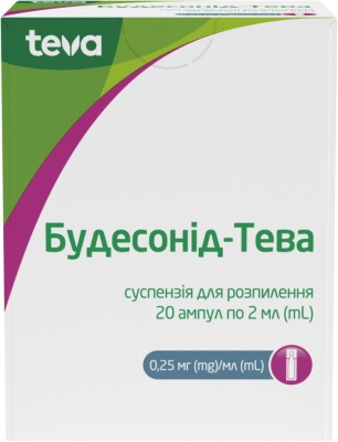 Будесонид-Тева суспензия д/распыл. 0.25 мг/мл по 2 мл №20 (5х4) в амп.