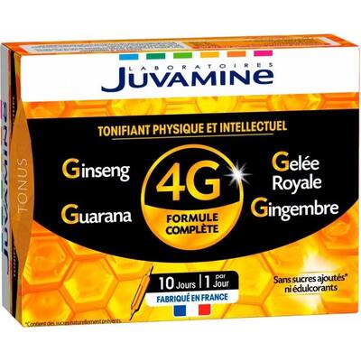 Диетическая добавка Juvamine Тонус 4G женьшень + маточное молочко + гуарана + имбирь ампулы по 10 мл №10