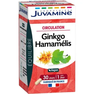Гінкго + гамамеліс Juvamine Ginkgo Hamamelis з підсолоджувачем, капсули №30