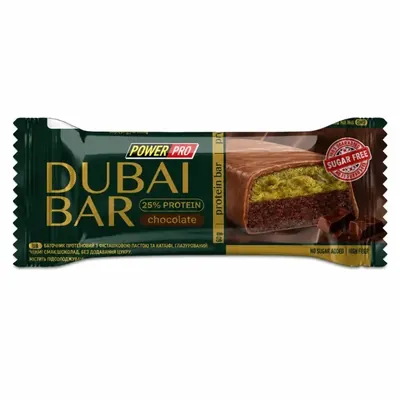 Батончик протеїновий Power Pro Dubai Bar 25% протеїну, без цукру зі смаком шоколаду, 50 г