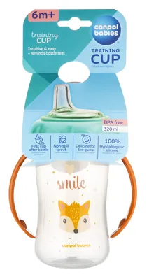 Кружка Canpol babies Cute Animals тренувальна з силіконовим носиком, помаранчева, 56/512_ora, 320 мл