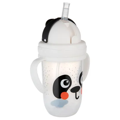 Кружка-непроливайка Canpol babies BabiesBoo з трубочкою і обтяжувачем, панда, 56/617_whi, 270 мл