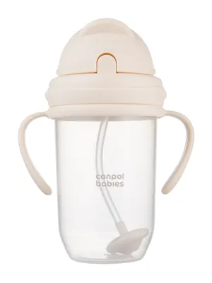 Кружка-непроливайка Canpol babies з трубочкою і обтяжувачем, кремова, 56/623_cre, 270 мл