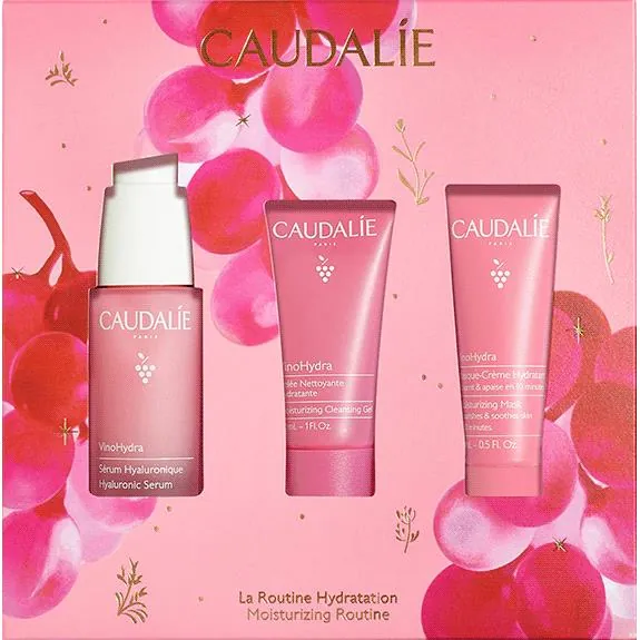 Набір Caudalie Vinohydra Serum (Сироватка Vinohydra гіалуронова 30 мл + Гель Vinohydra для вмивання 30 мл + Маска-крем Vinohydra зволожуюча 15 мл)