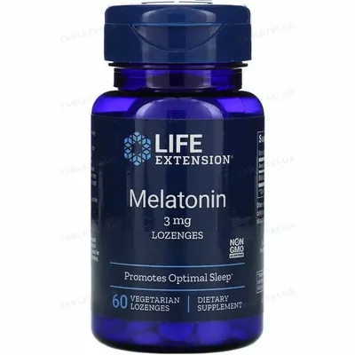 Мелатонін Life Extension Melatonin  вегетаріанські льодяники по 3 мг №60