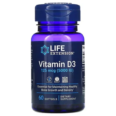 Вітамін Д3 Life Extension Vitamin D3 5000 МО капсули по 125 мкг №60