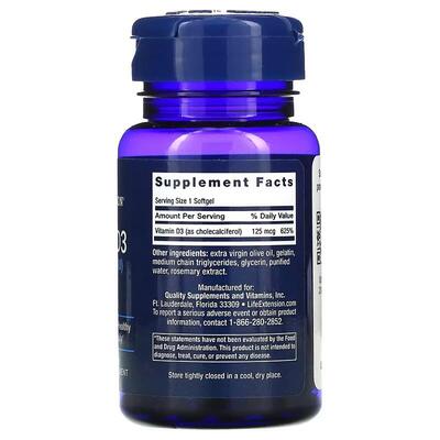 Витамин Д3 Life Extension Vitamin D3 5000 МЕ капсулы по 125 мкг №60