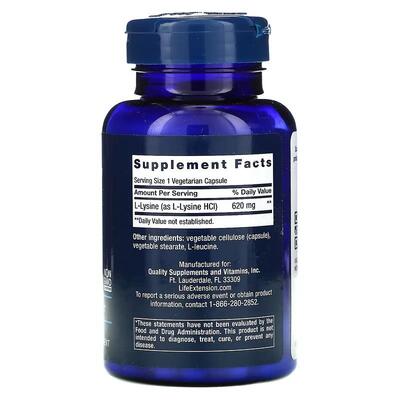 L-Лизин Life Extension L-Lysine капсулы по 620 мг №100