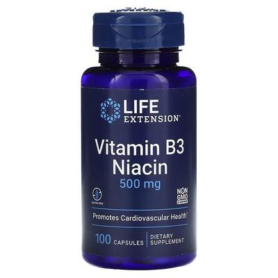 Ниацин Life Extension Niacin Vitamin B3 капсулы по 500 мг №100