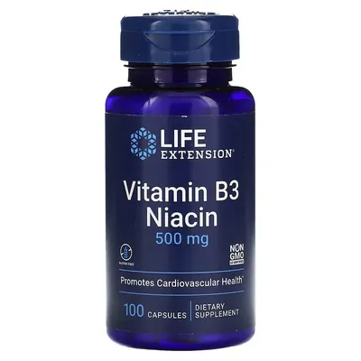 Ніацин Life Extension Niacin Vitamin B3 капсули по 500 мг №100