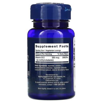 Витамин В12 Life Extension Vitamin B12 Methylcobalamin пастилки по 500 мкг №100