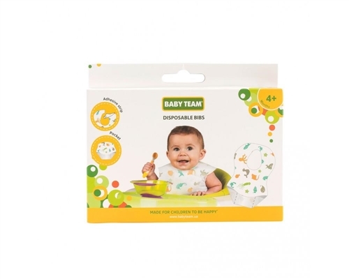 Нагрудники Baby Team 6510 одноразовый от 4 месяцев, 10 шт