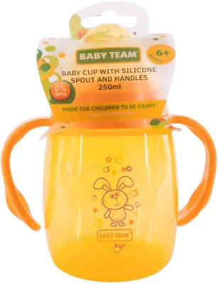 Поїльник Baby Team 5004 з силіконовим спаутом і ручками, від 6 місяців, 250 мл