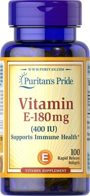 Витамин Е Puritan's Pride Vitamin E-400 IU (180 мг), 100 гелевых капсул