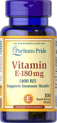 Вітамін Е  Puritan's Pride Vitamin E-400 IU (180 мг), 100 гелевих капсул