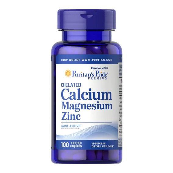 Кальций Магний Цинк Puritan's Pride Chelated Calcium Magnesium Zinс, 100 каплет