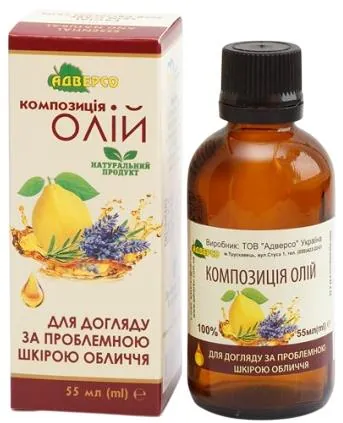 Композиція олій Адверсо Для догляду за проблемною шкірою обличчя, 55 мл