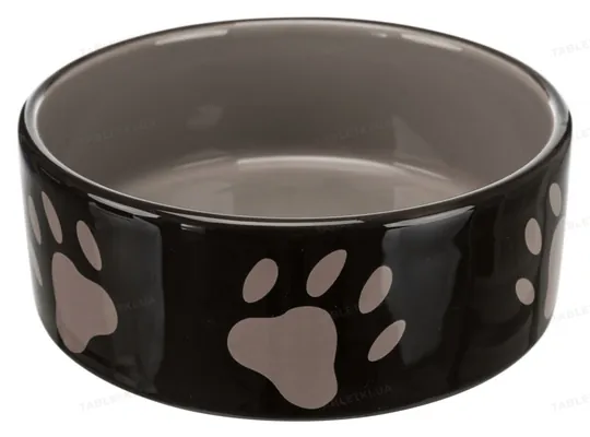 Миска для котів Trixie 24531 керамічна, коричнева з лапками 12 см, 300 мл