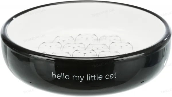 Миска для котів Trixie 24771 коротконосих порід керамічна 15 см чорно-біла, 300 мл