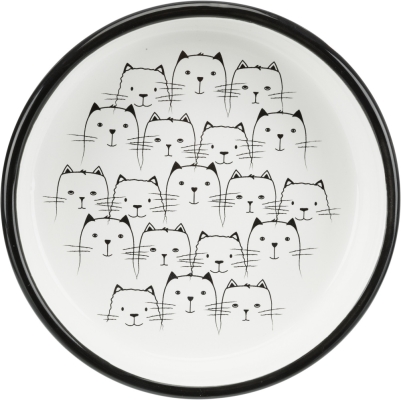 Миска для котов Trixie 24771 коротконосых пород керамическая 15 см черно-белая, 300 мл