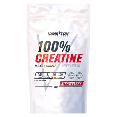 Креатину моногідрат Vansiton 100% Creatine, полуниця, 250 г