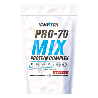 Протеин Vansiton Mega Protein Pro-70 (Мега Протеин Про-70), вишня, 450 г