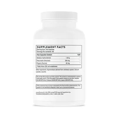 Травні ферменти (Бетаїн/Пепсин/Панкреатин) Thorne Research Multi Enzyme капсули №180