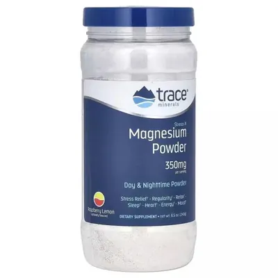 Магній Trace Minerals Stress-X Magnesium Powder 350 мг зі смаком малина-лимон, 240 г