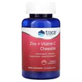 Підтримка імунітету з цинком та вітаміном С Trace Minerals Zinc+Vitamin C зі смаком малини, 60 жувальних таблеток