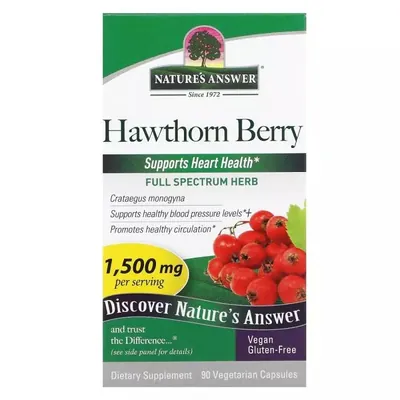 Глід Nature's Answer Hawthorn Berry 1500 мг, 90 вегетарианских капсул
