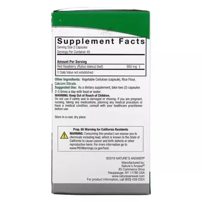 Червона малина Nature's Answer Red Raspberry 950 мг, 90 вегетарианских капсул