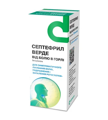 Септефрил Верде від болю в горлі спрей д/рот. порож. 3 мг/мл по 30 мл у флак. з доз. пристр.