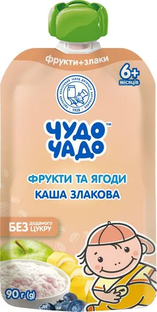 Пюре фруктове Чудо-Чадо Каша злакова Фрукти і ягоди без цукру з 6 місяців, 90 г