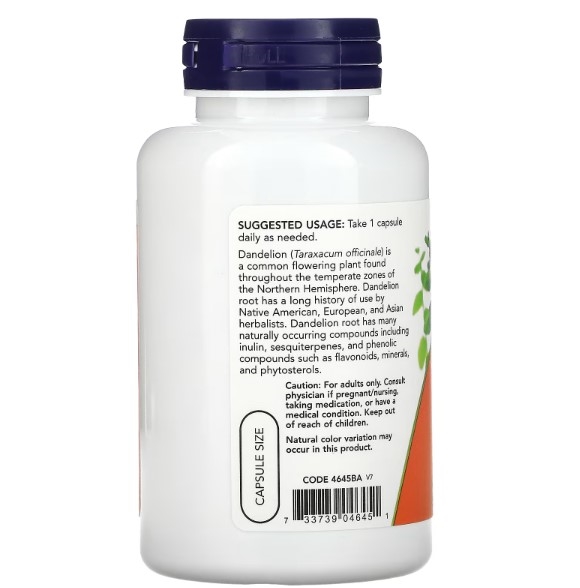 Корень одуванчика 500 мг NOW Dandelion Root капсулы органические №100