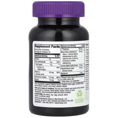 Бузина чорна з мелатонином і L-теаніном Nature's Way Sambucus Sleep + Immune with Melatonin & L-Theanine, 50 жувальних цукерок