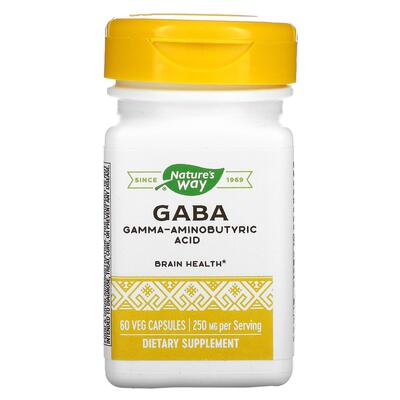 ГАМК для пам'яті Nature's Way GABA 250 мг, 60 рослинних капсул