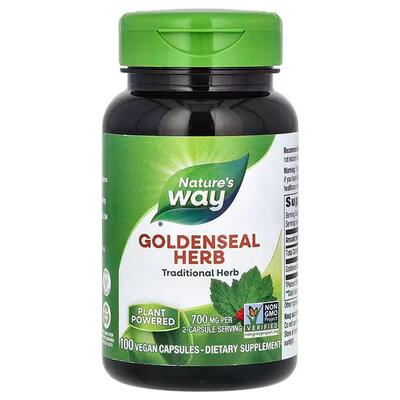Гидрастис канадский (желтокорень) Nature's Way Goldenseal Herb 700 мг, 100 вегетарианских капсул