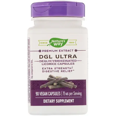 Гліціррізінат солодки Nature's Way DGL Ultra 75 мг, 90 капсул