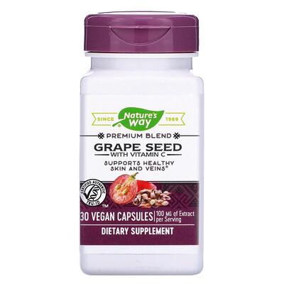 Экстракт виноградных косточек Nature's Way Grape Seed с витамином С 100 мг, 30 капсул