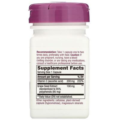 Экстракт виноградных косточек Nature's Way Grape Seed с витамином С 100 мг, 30 капсул