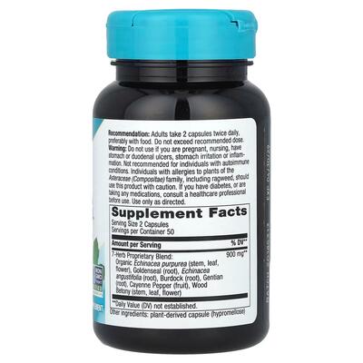 Эхинацея и гидрастис Nature's Way Echinacea Goldenseal 900 мг, 100 веганских капсул