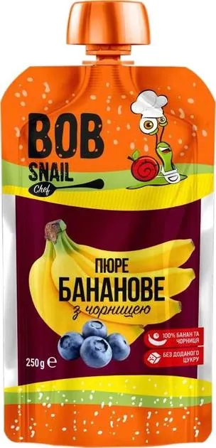 Пюре фруктове Bob Snail Chef бананово-чорничне, 250 г