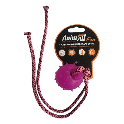 Игрушка для собак AnimAll Fun Шар с канатом фиолетовый, 4 см