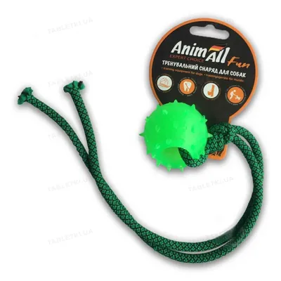 Іграшка для собак AnimAll Fun Куля з канатом зелена, 4 см