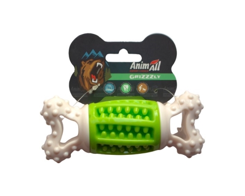 Игрушка для собак AnimAll GrizZzly кость-зубочистка, зеленая/белая
