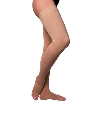 Чулки компрессионные Venotonia Cotton AG класс компрессии 2, открытый носок, короткие, с силиконовыми точками, цвет бежевый, размер ІІІ+