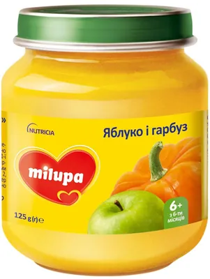 Пюре фруктово-овочеве Milupa Яблуко і гарбуз для дітей з 6 місяців, 125 г