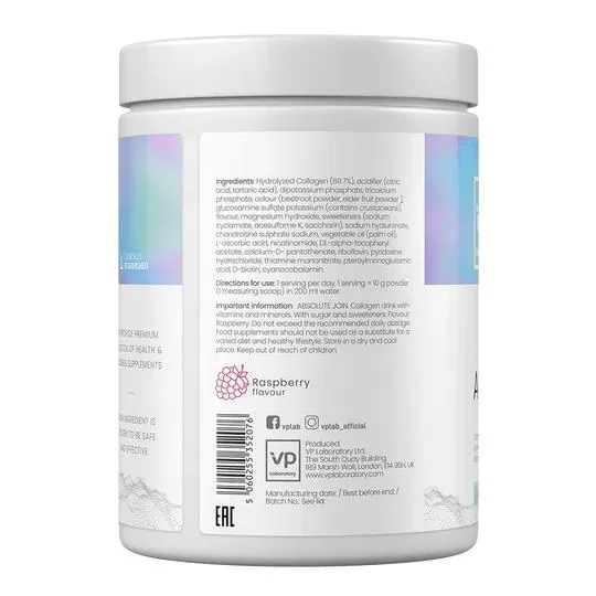 Хондропротектор VPLab Absolute Joint малина, 400 г